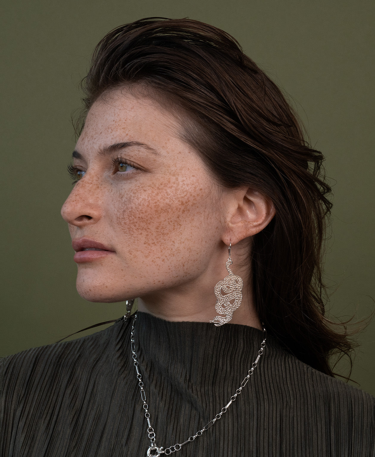 Lacy Snake Earrings - 925 Sterling Silver