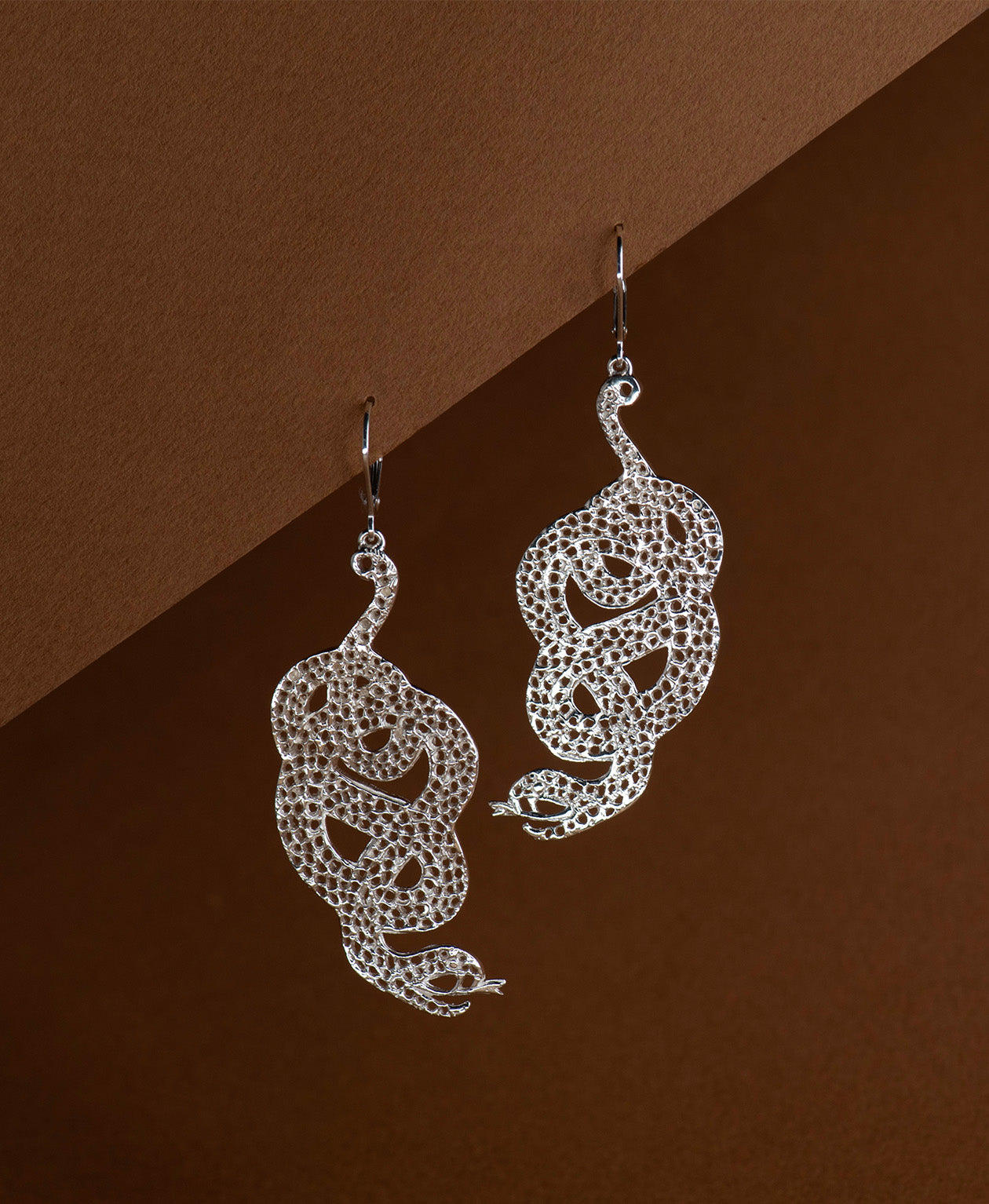 Lacy Snake Earrings - 925 Sterling Silver