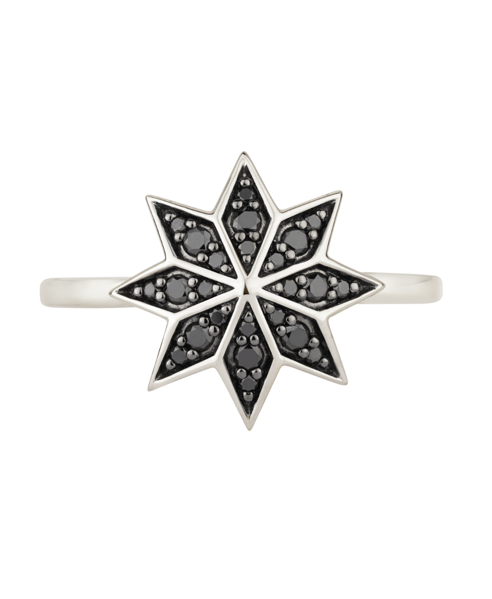 Lakshmi Ring - 9k White Gold, Black Diamond