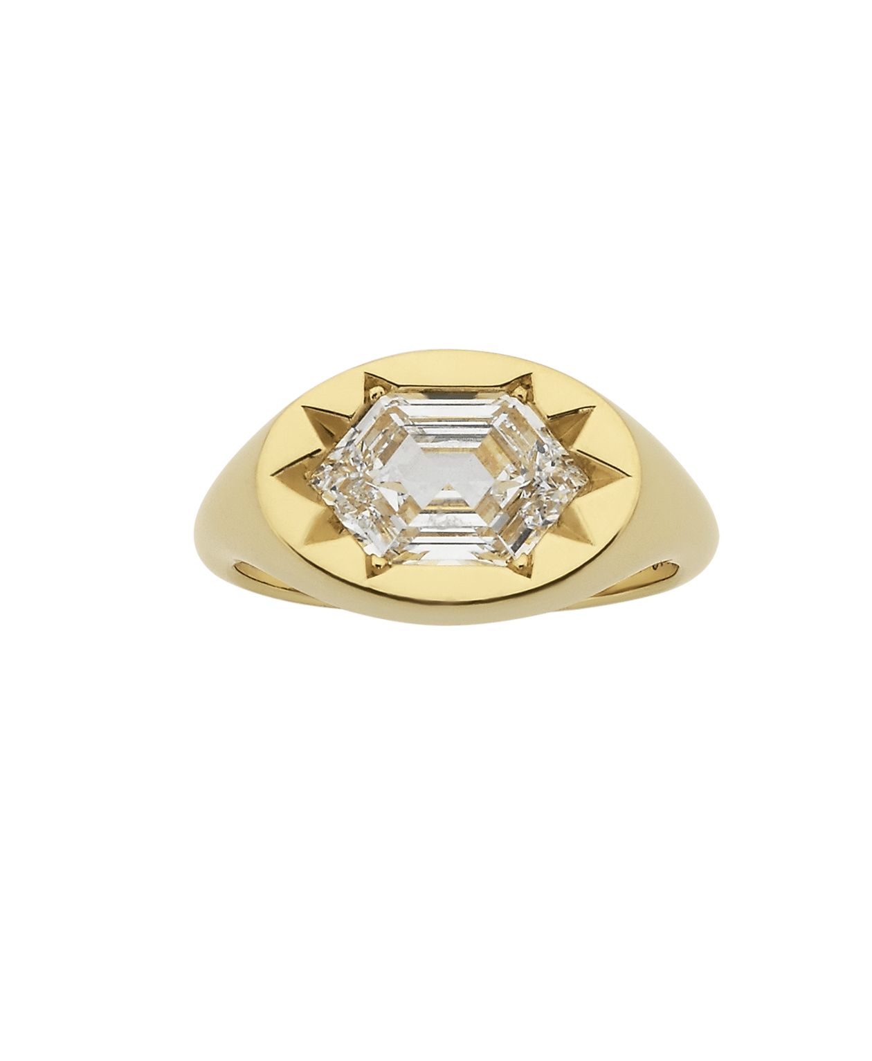 Lennon Signet - 18k Yellow Gold, Hexagonal Mixed Cut Lab Grown Diamond 1.62 carat