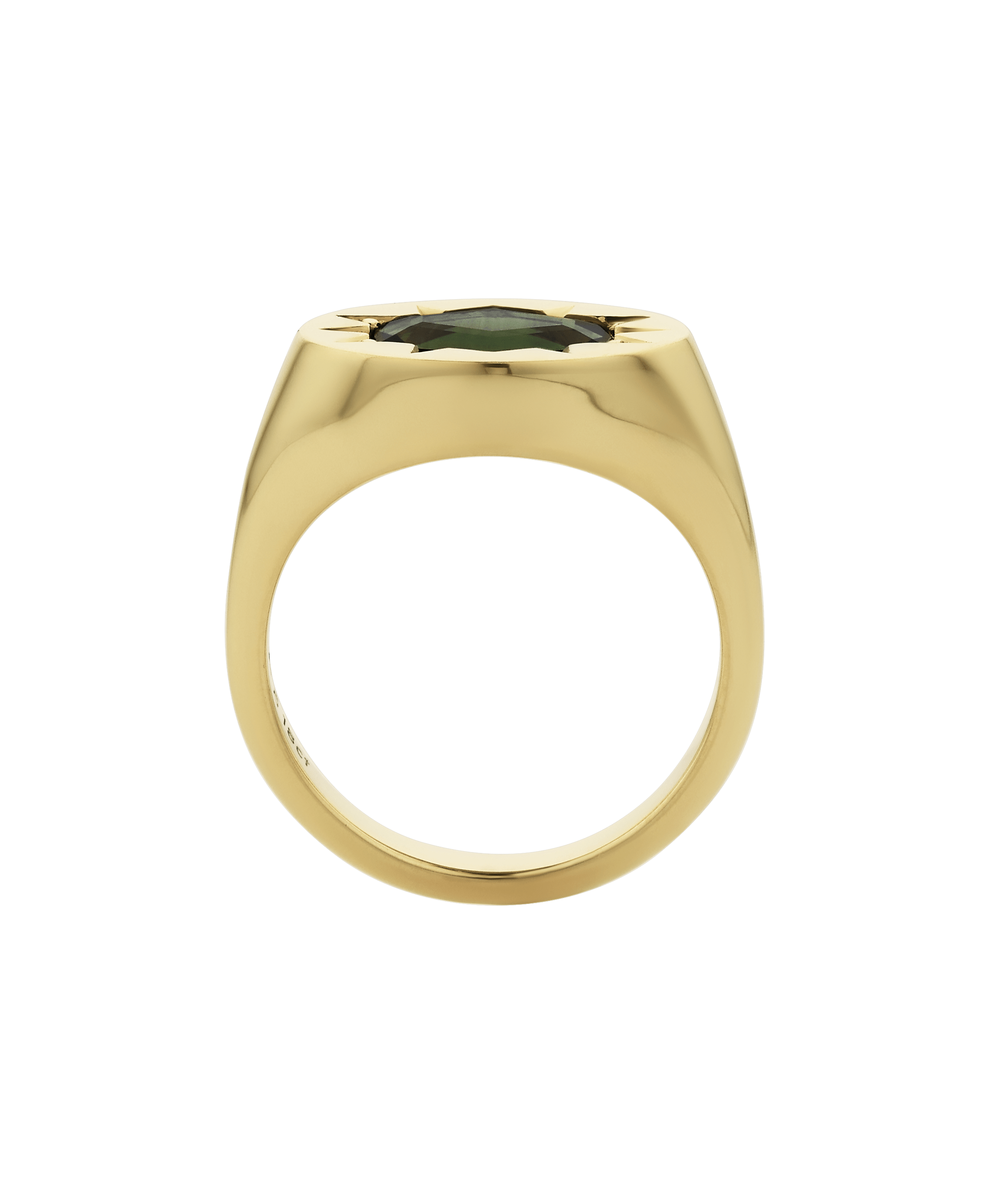 Lennon Signet - 18k Yellow Gold, Hexagonal Cut Green Sapphire 1.87 carat