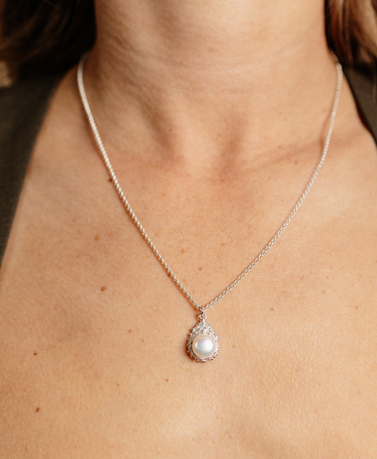 Lulu Necklace - 925 Sterling Silver, Pearl