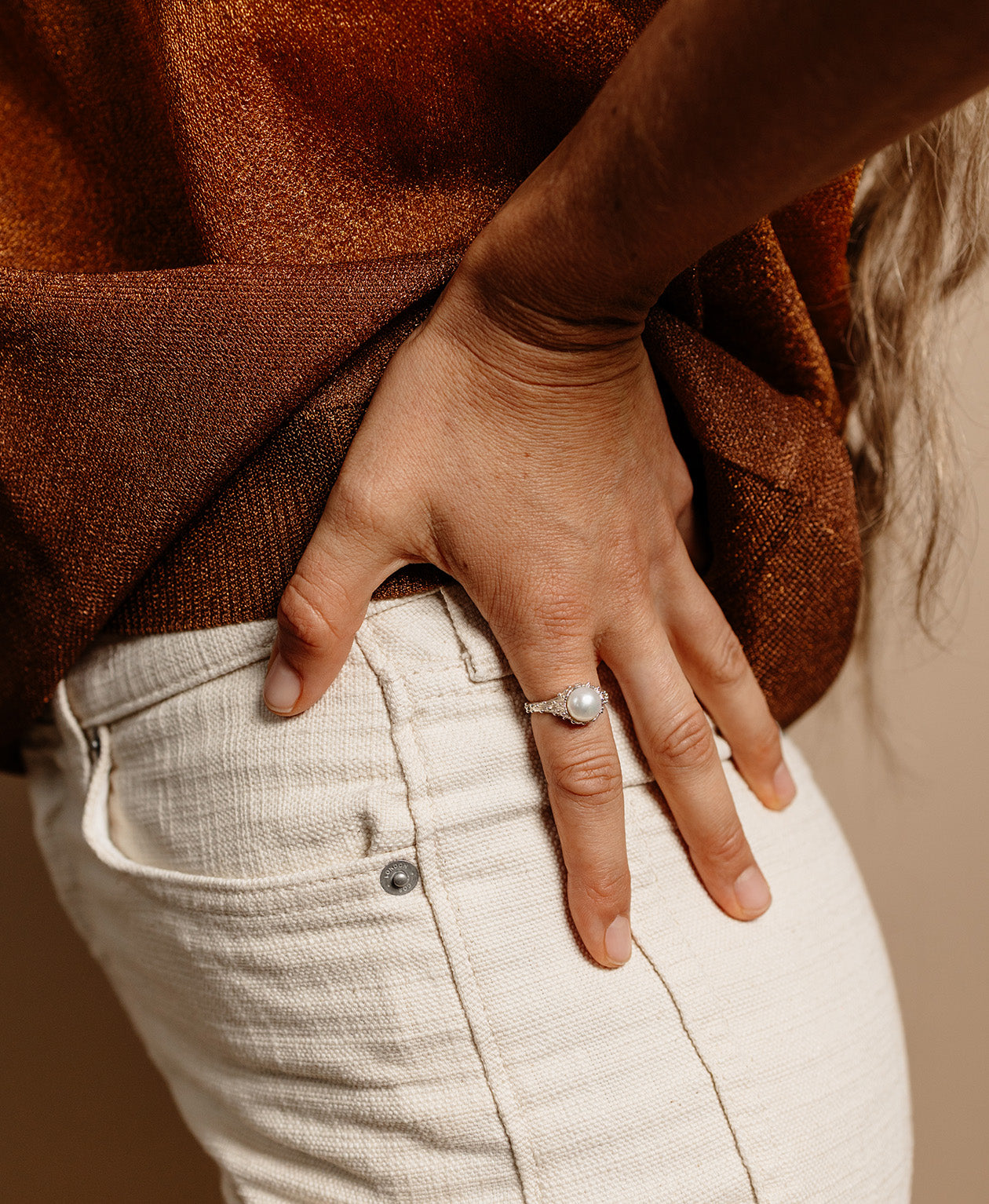 Lulu Ring - 925 Sterling Silver, Pearl | Zoë & Morgan NZ