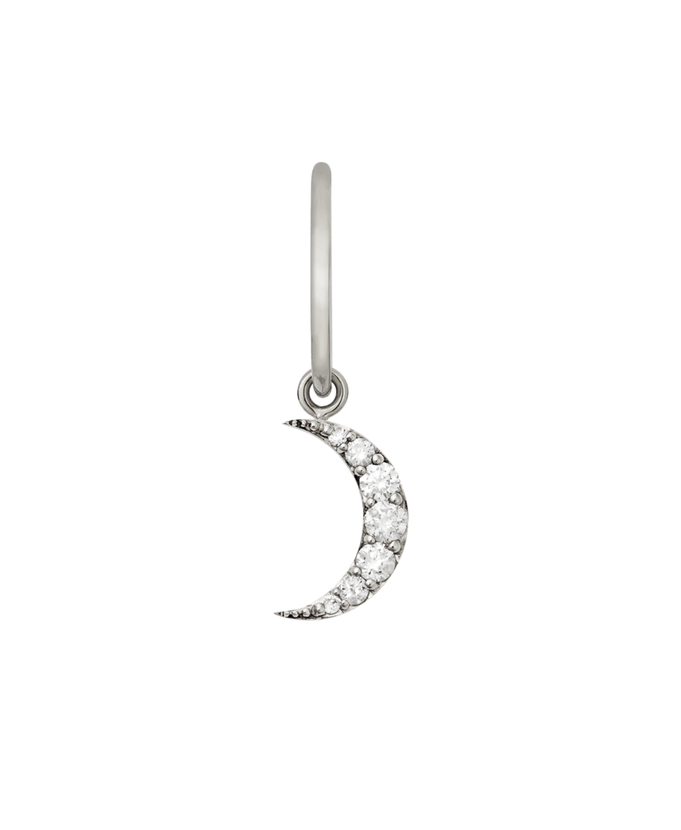 Luna Single Hoop - 9k White Gold, Diamond