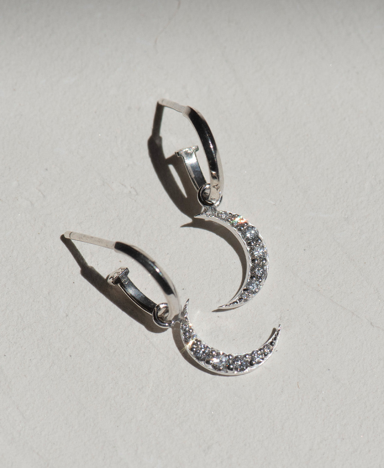 Luna Hoops - 9k White Gold, Diamond