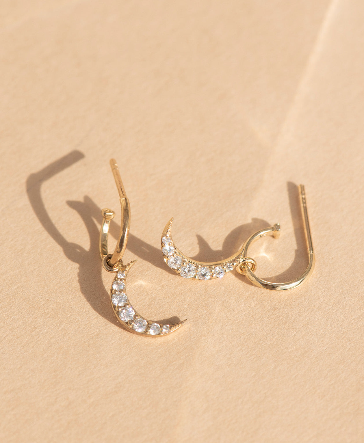 Luna Hoops - 9k Yellow Gold, Diamond