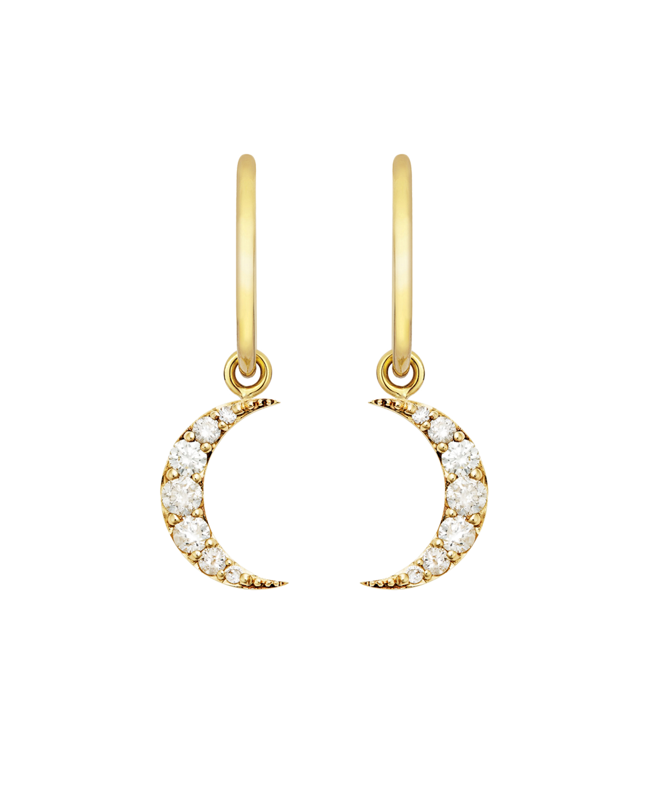 Luna Hoops - 9k Yellow Gold, Diamond