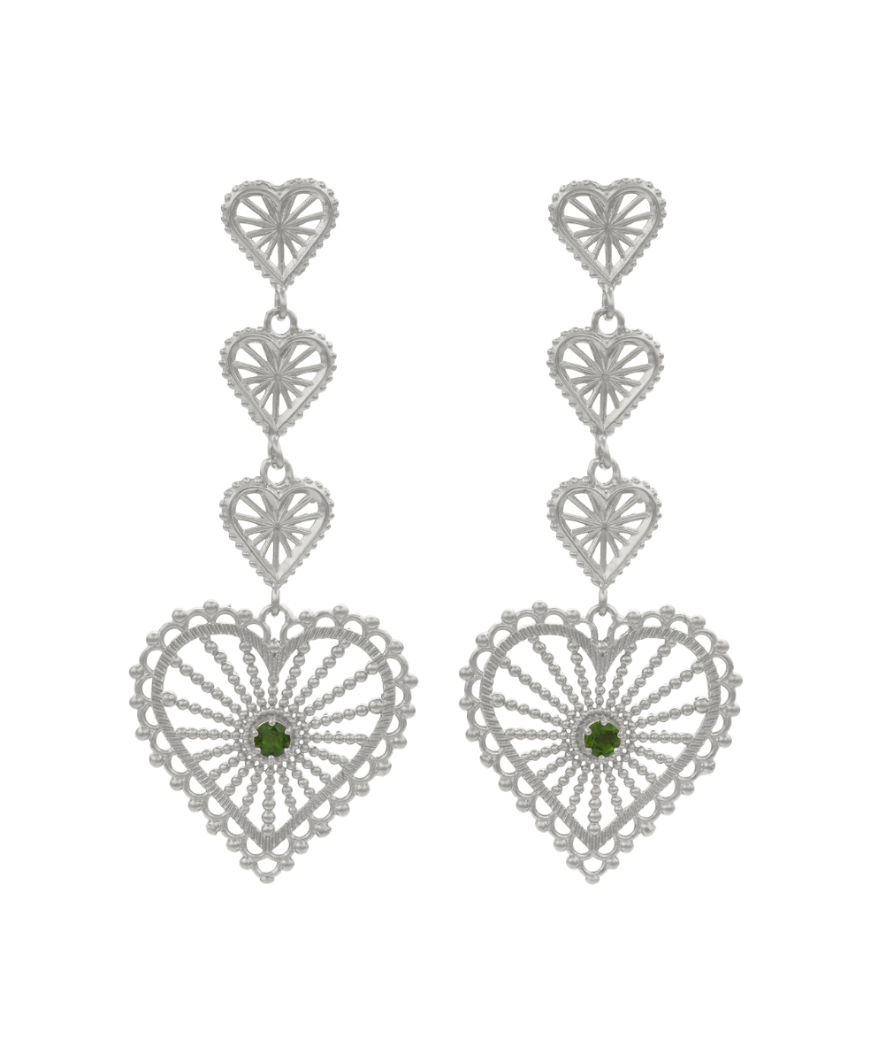 Mi Amor Earrings - 925 Sterling Silver, Chrome Diopside