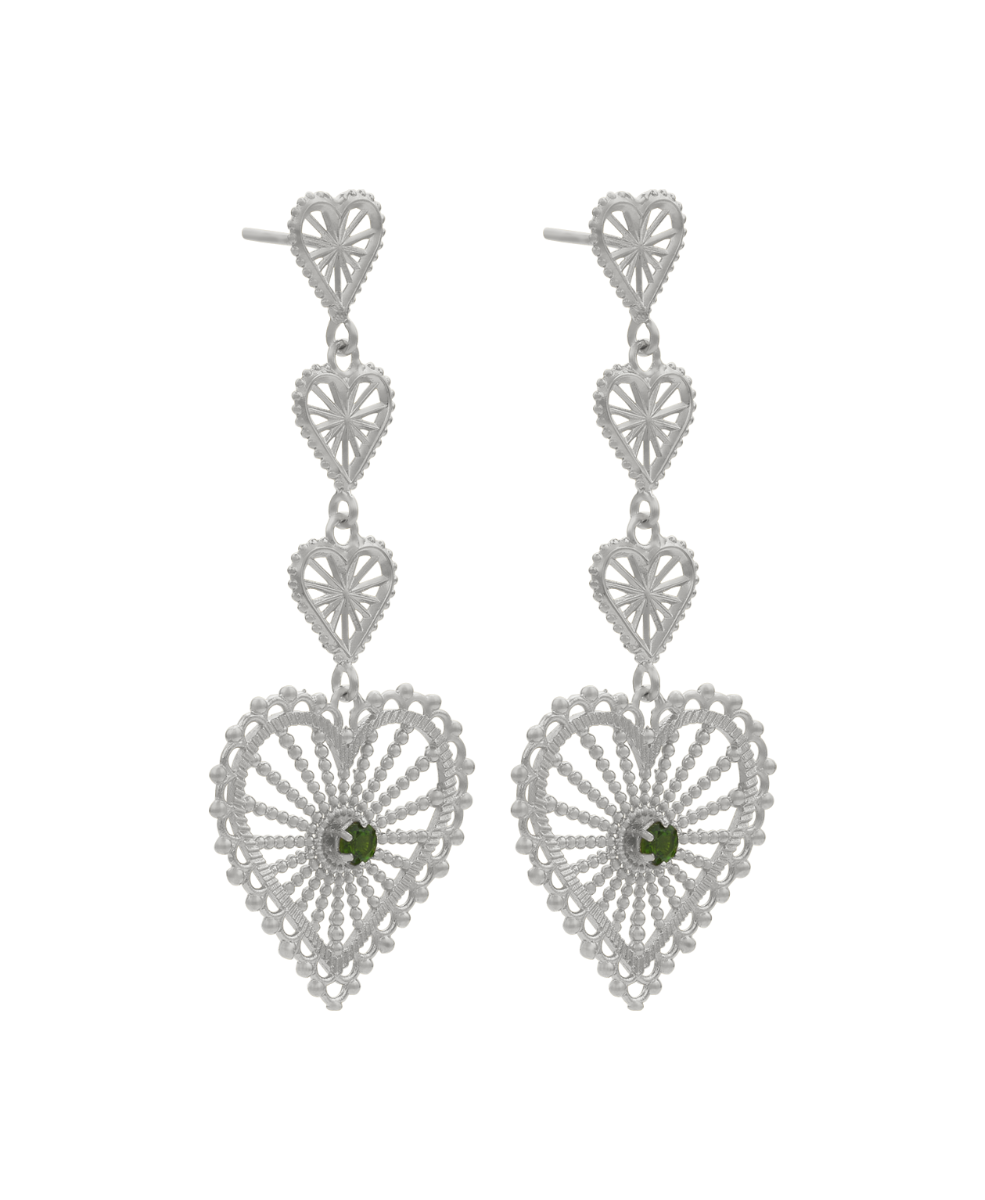 Mi Amor Earrings - 925 Sterling Silver, Chrome Diopside