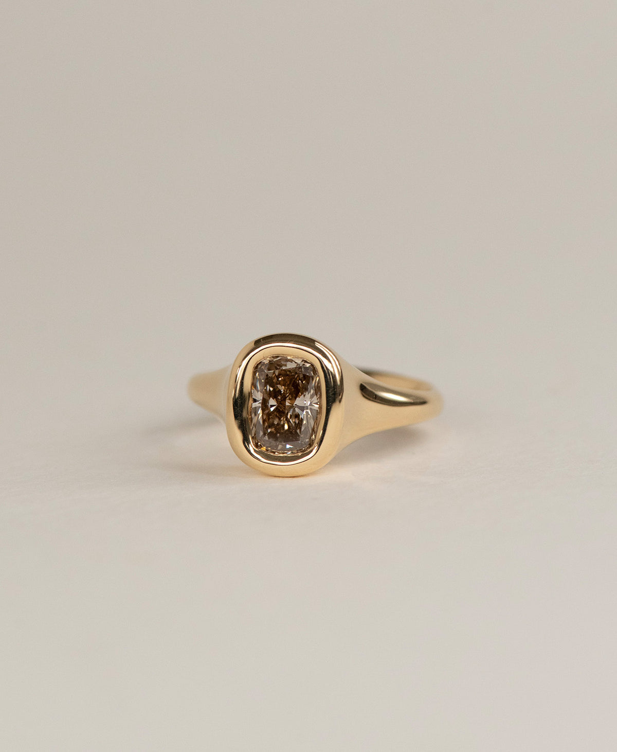 Mila Engagement Ring - 18k Yellow Gold, Cushion Cut Brown Diamond 1.0 carat