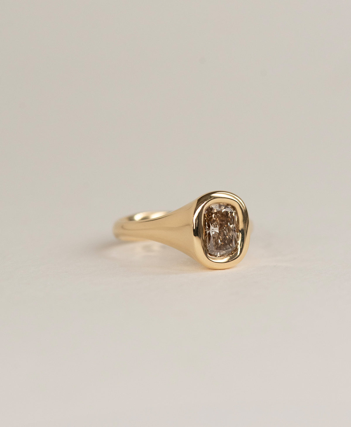 Mila Engagement Ring - 18k Yellow Gold, Cushion Cut Brown Diamond 1.0 carat