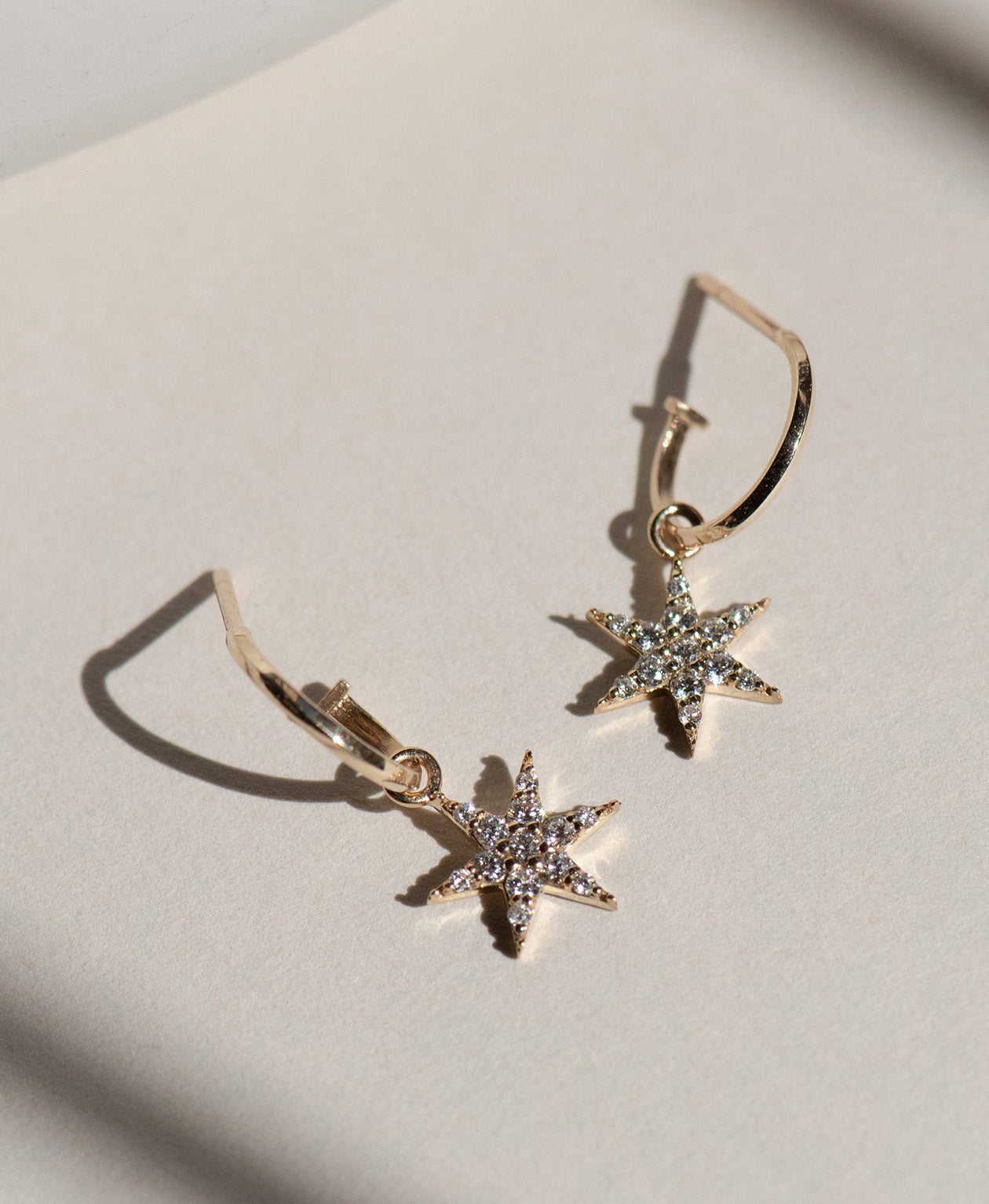 Mini Anahata Hoops - 9k Yellow Gold, Diamond