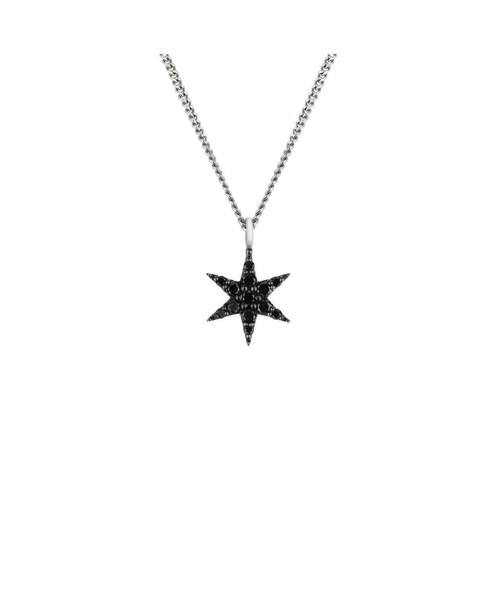 Mini Anahata Necklace - 9k White Gold, Black Diamond