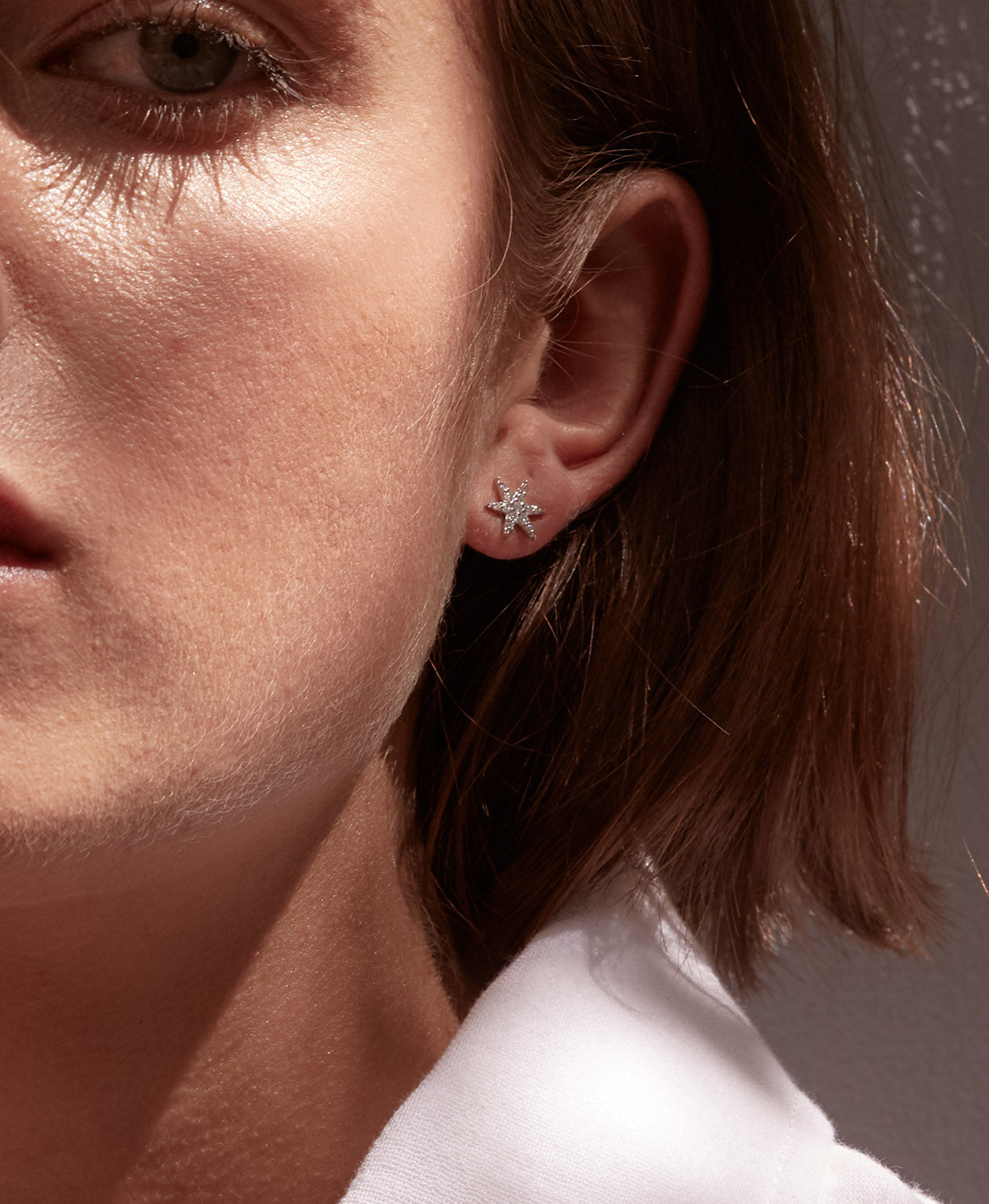 Mini Anahata Studs - 9k White Gold, Diamond