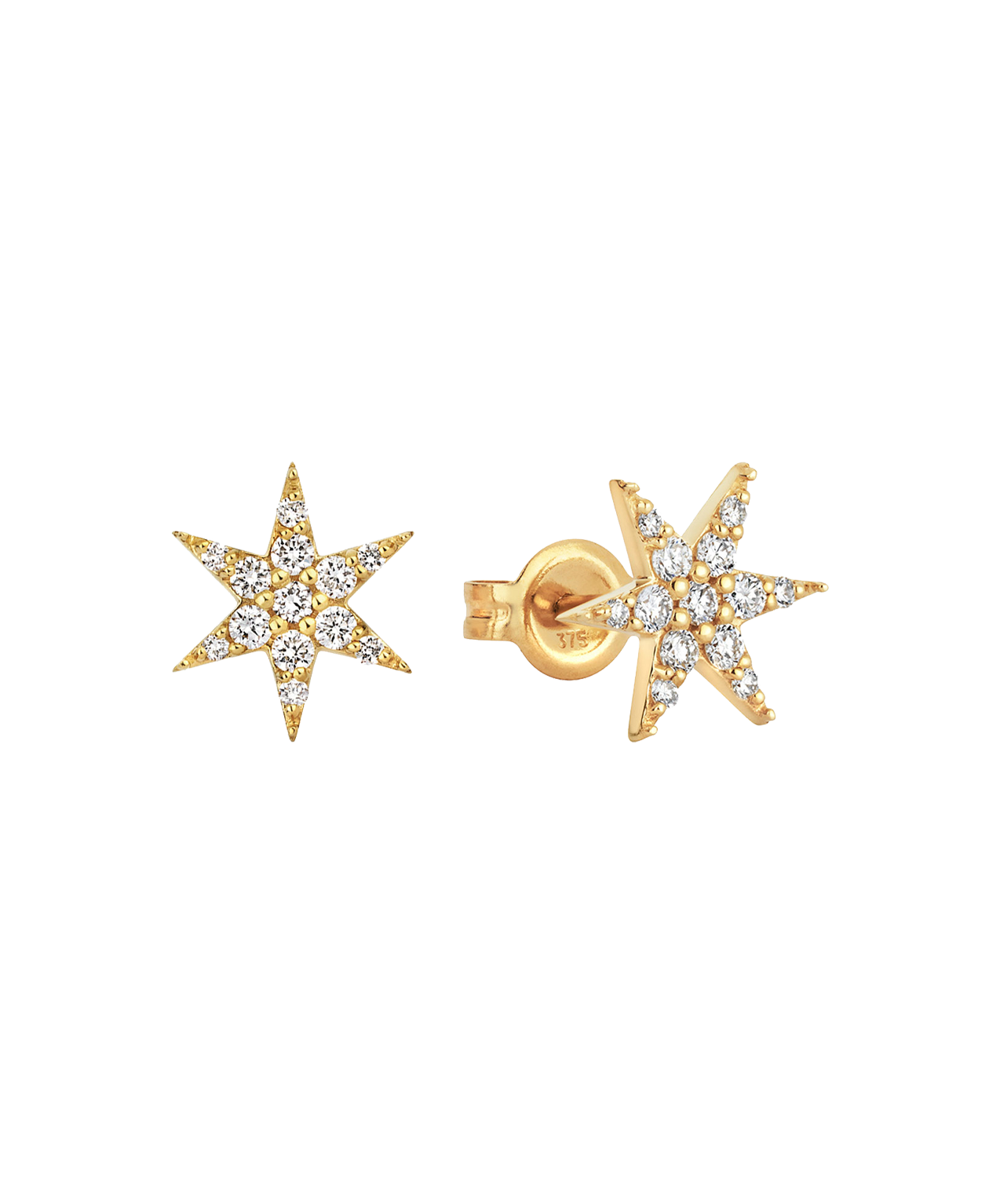 Mini Anahata Studs - 9k Yellow Gold, Diamond