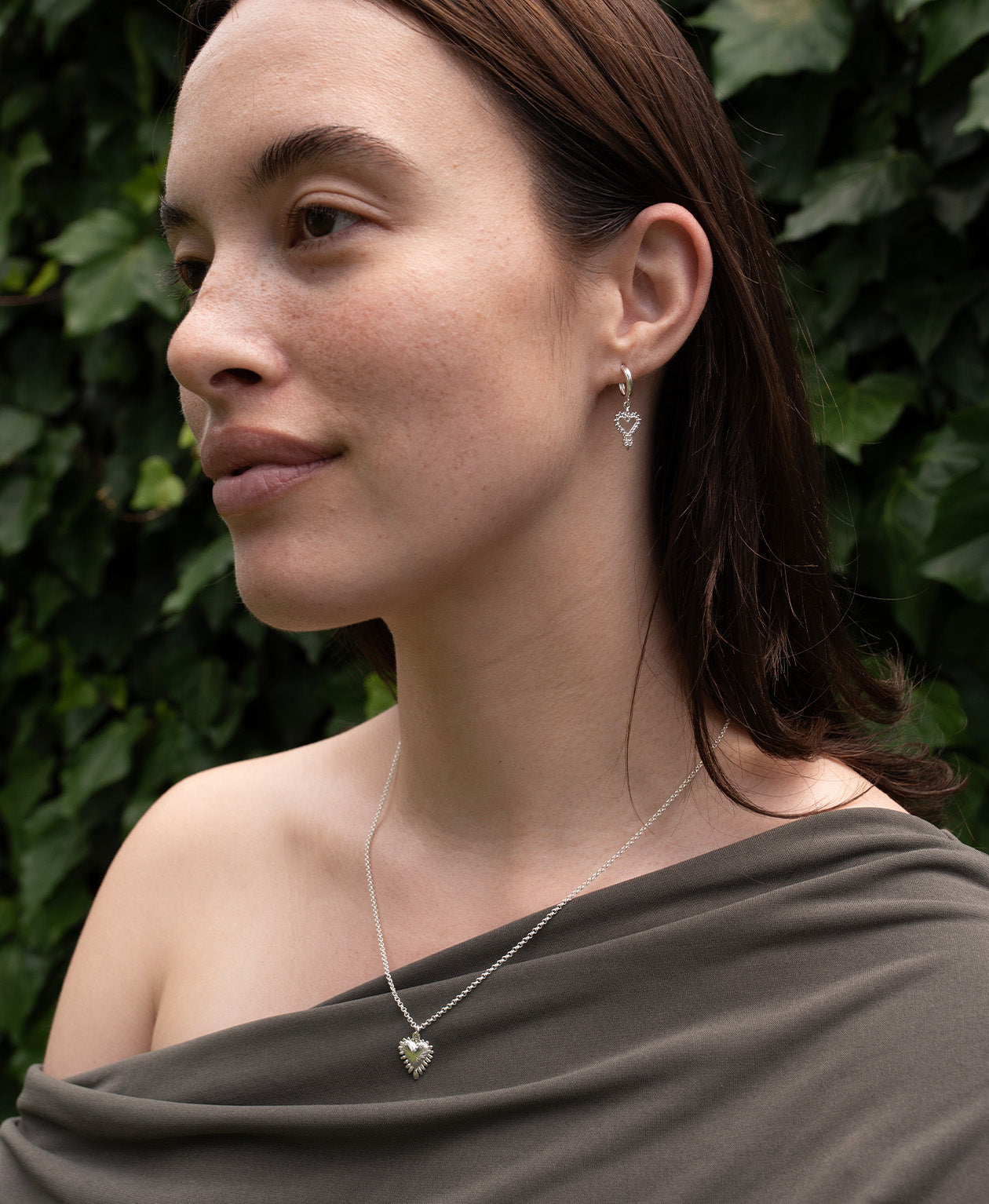 Mini Gypsy Heart Hoops & Mini Heart Ray Necklace Gift Set - 925 Sterling Silver