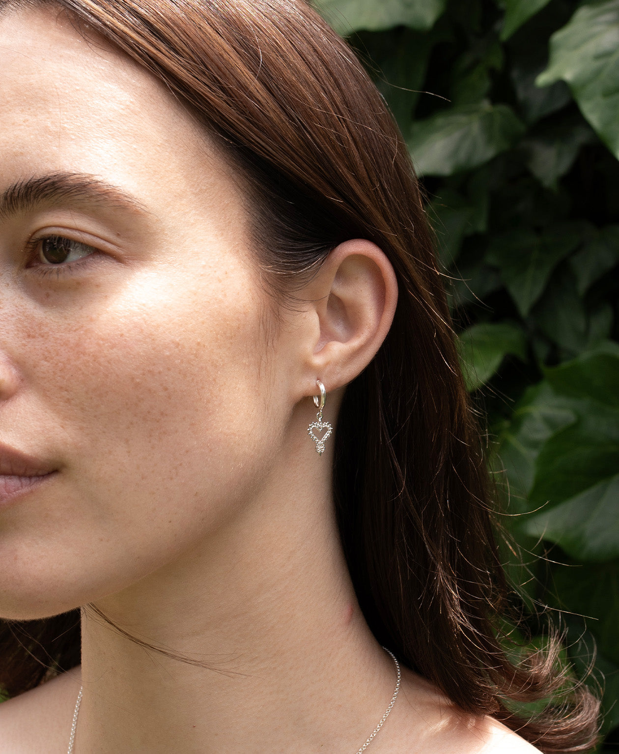 Mini Gypsy Heart Hoops & Mini Heart Ray Necklace Gift Set - 925 Sterling Silver