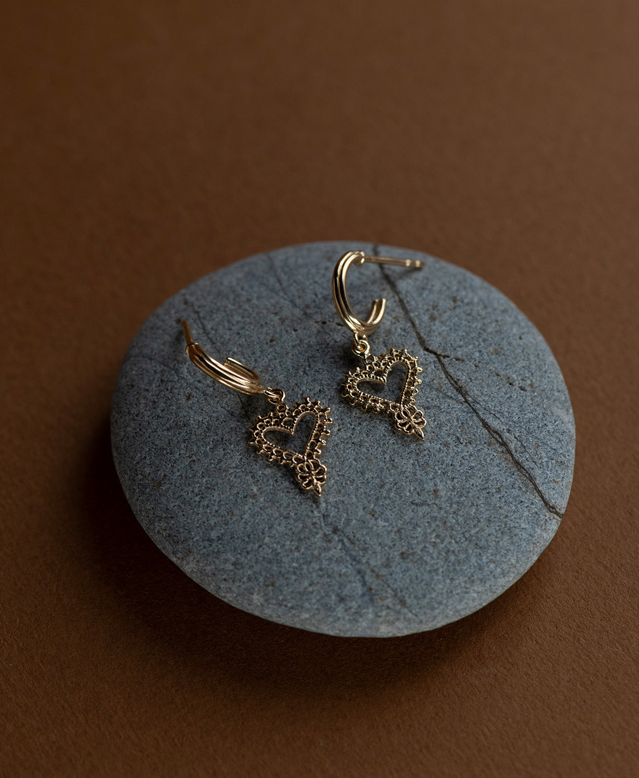 Mini Gypsy Heart Hoops - 22k Gold Vermeil