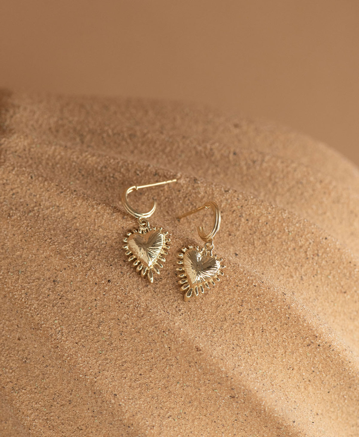 Mini Heart Rays Necklace and Earrings Gift Set - 22k Gold Vermeil