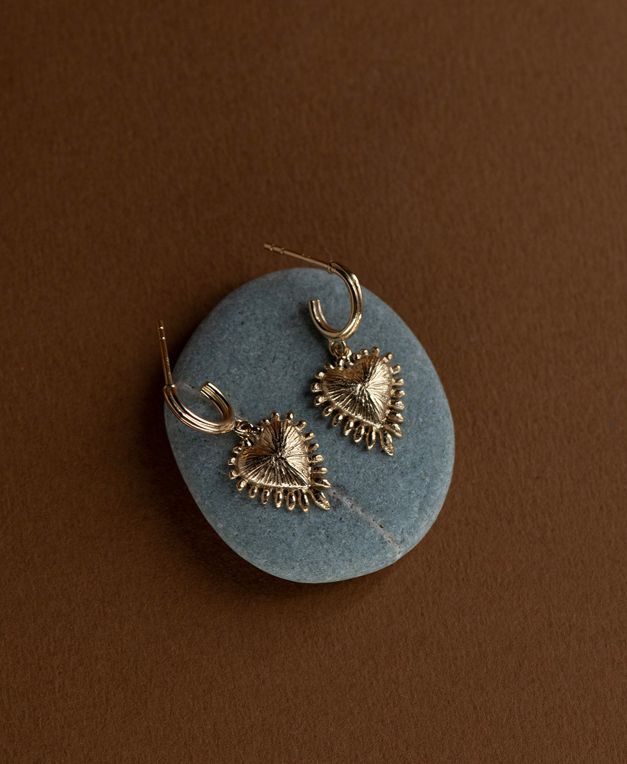 Mini Heart Rays Hoops - 22k Gold Vermeil