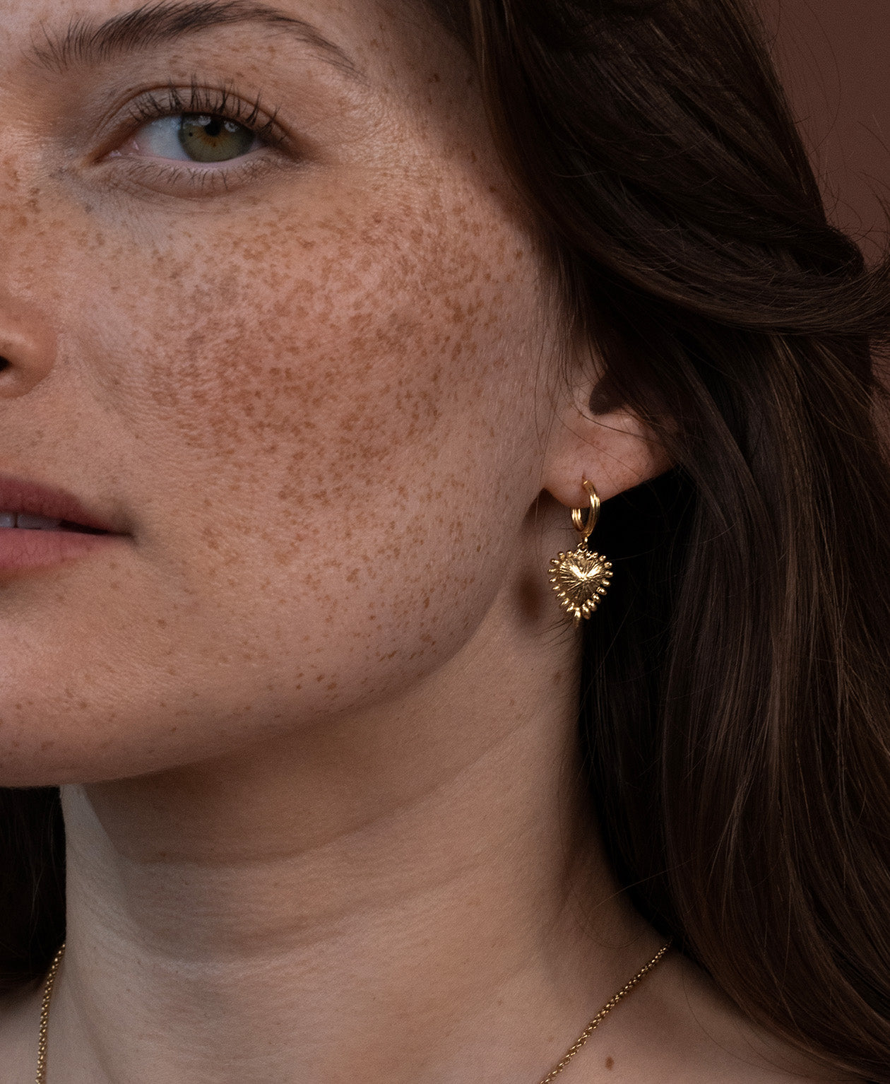 Mini Heart Rays Hoops - 22k Gold Vermeil
