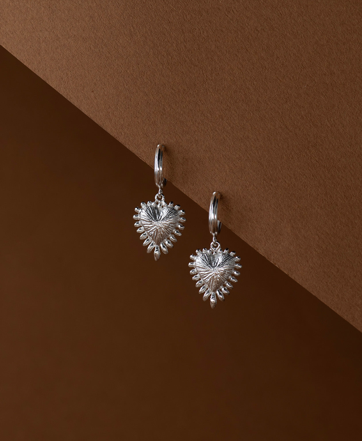 Mini Heart Rays Hoops - 925 Sterling Silver