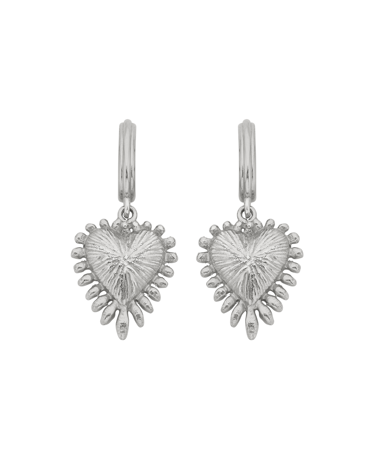 Mini Heart Rays Hoops - 925 Sterling Silver | Zoë & Morgan NZ