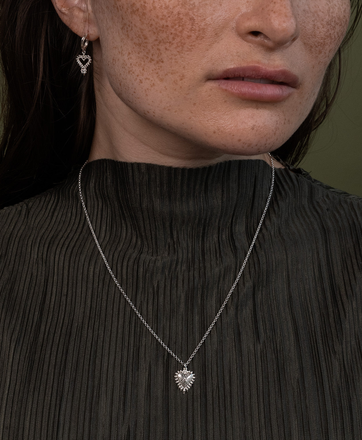 Mini Heart Rays Necklace - 925 Sterling Silver