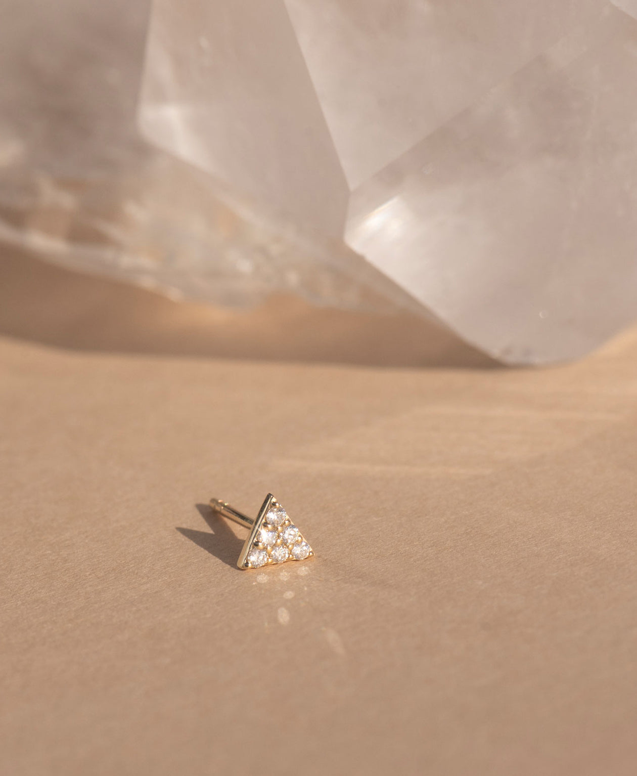 Mini Pyramid Single Stud - 9k Yellow Gold, Diamond