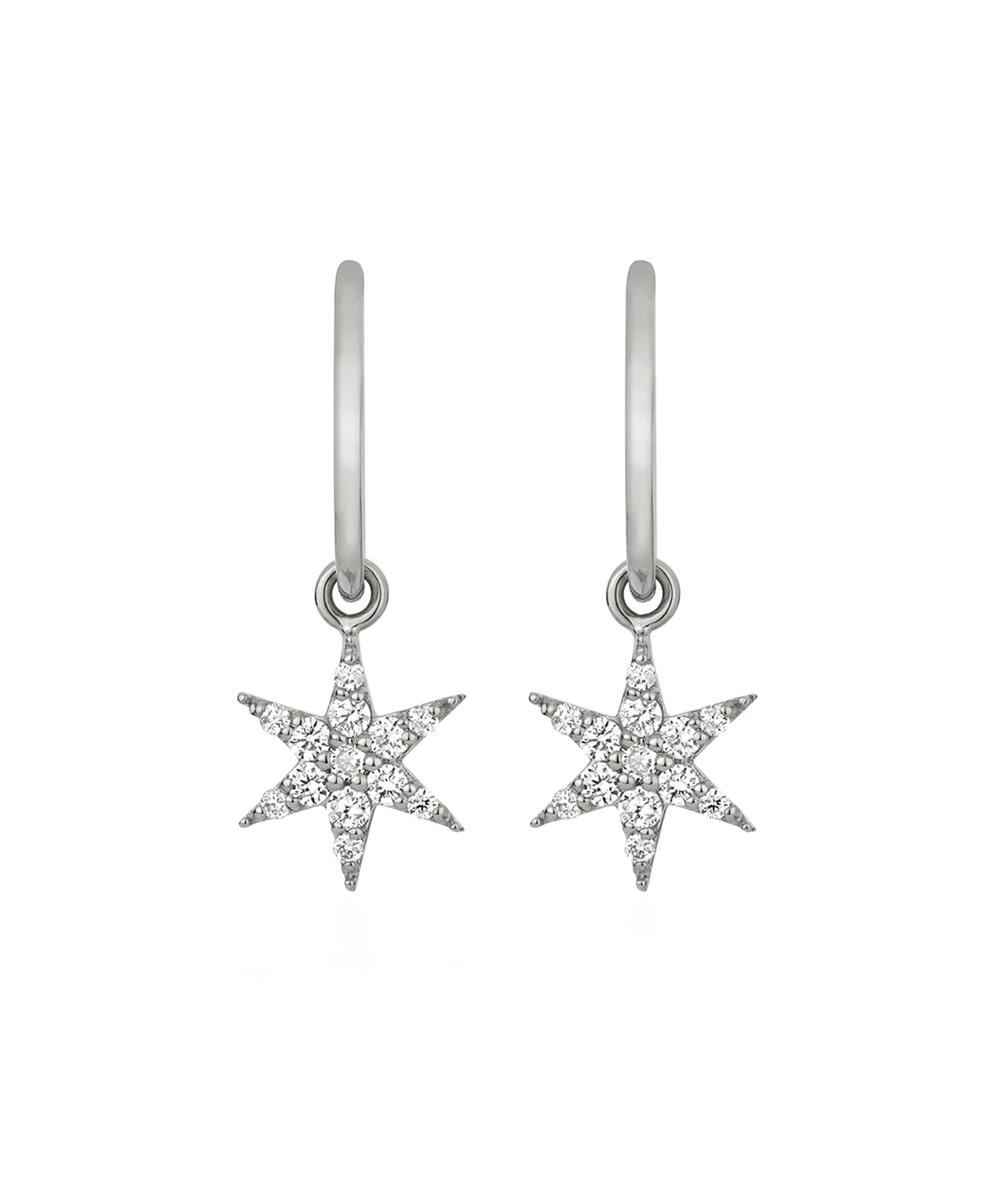 Mini Anahata Hoops - 9k White Gold, Diamond