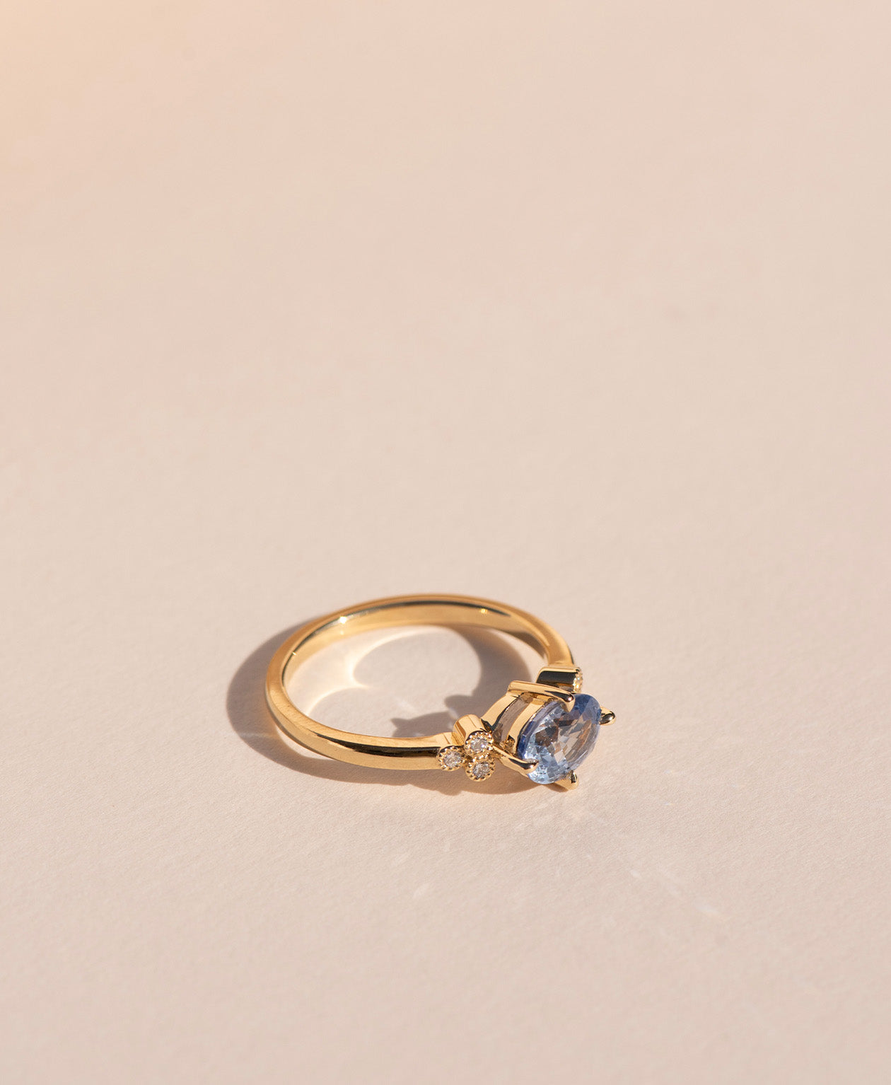 Mon Cheri Engagement Ring - 18k Yellow Gold, Oval Brilliant Cut Blue Sapphire 1.60 carat