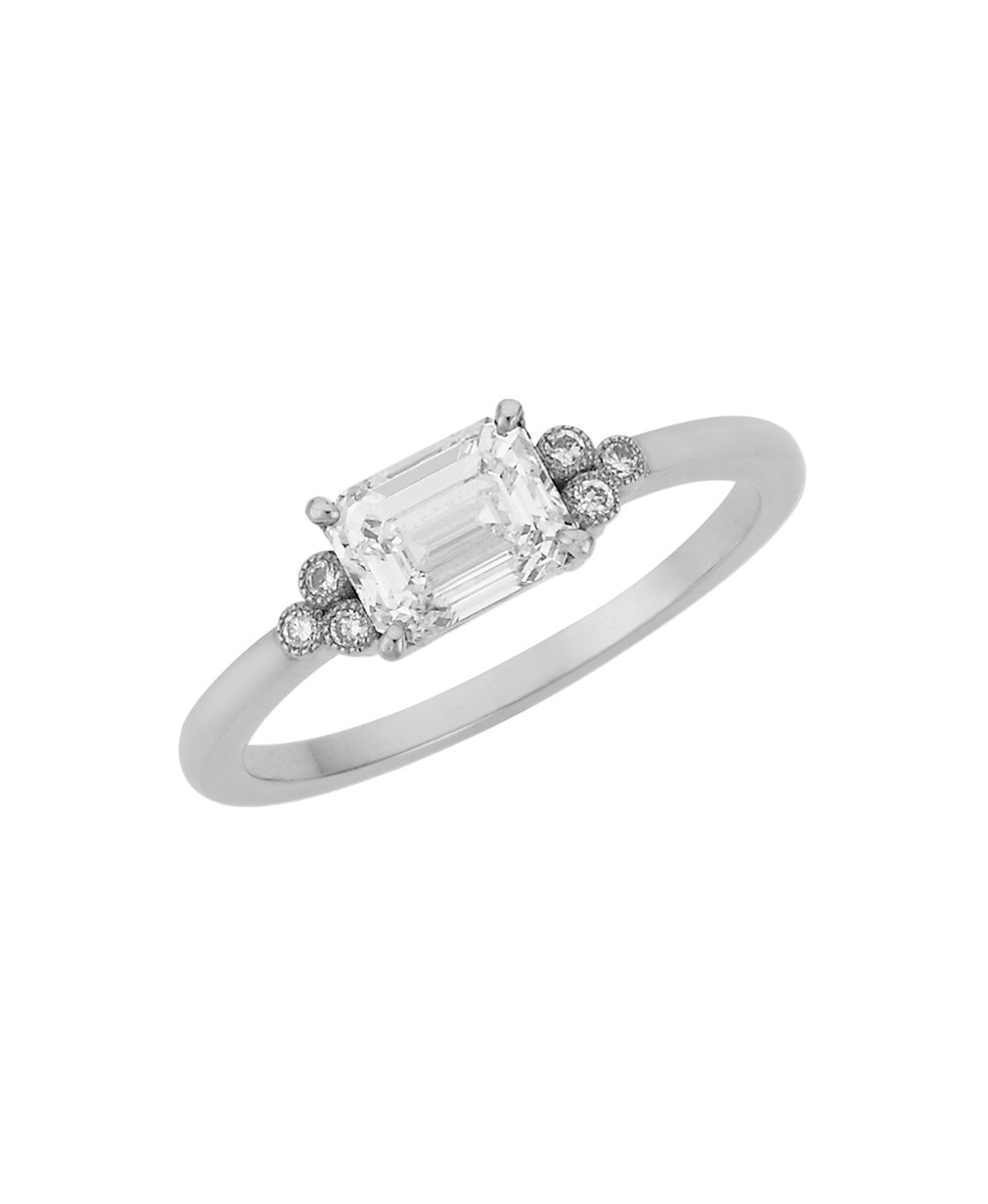 Mon Cheri Engagement Ring - Platinum, Emerald Cut Diamond 1.0 carat