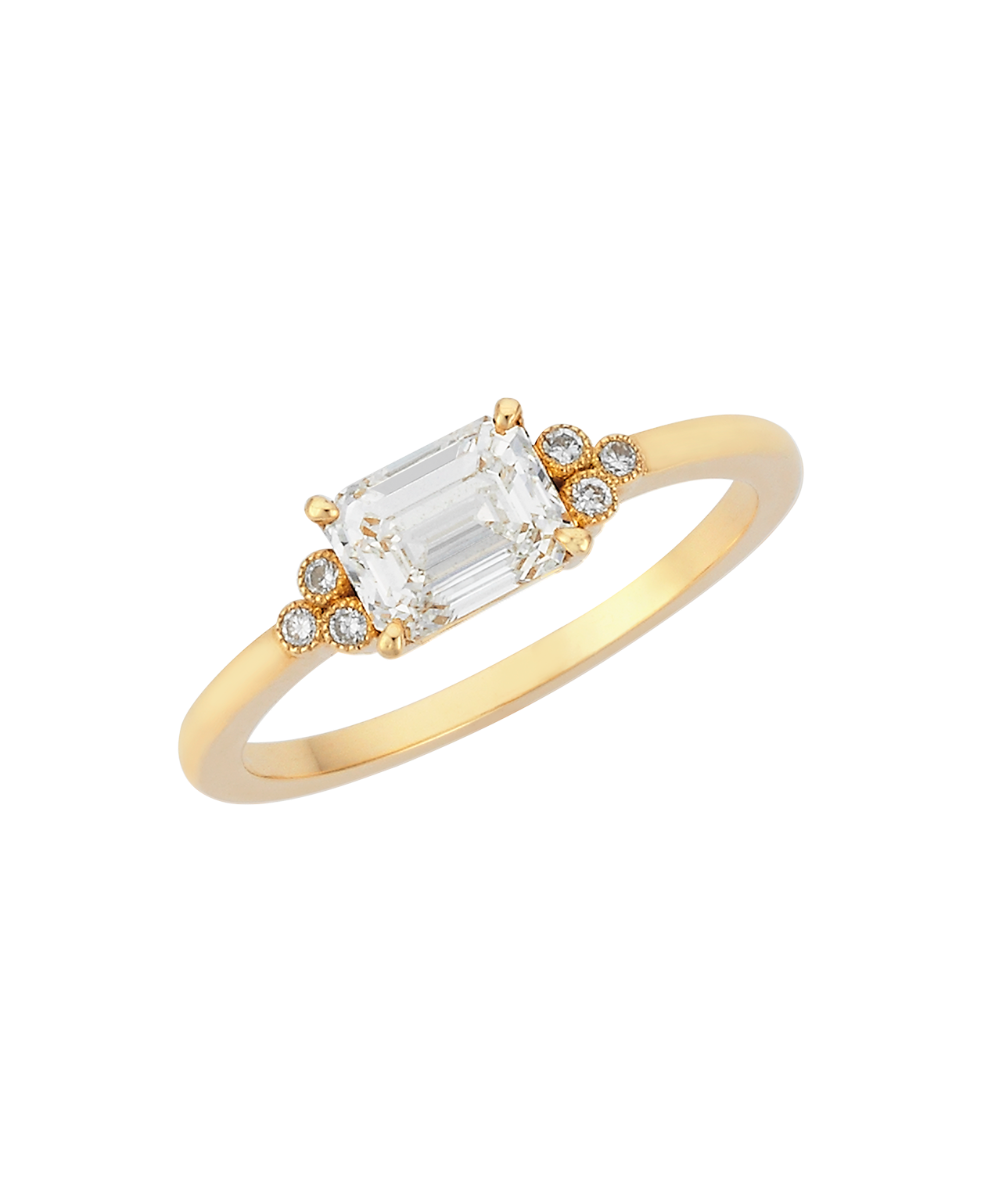 Mon Cheri Engagement Ring - 18k Yellow Gold, Emerald Cut Diamond 1.0 carat