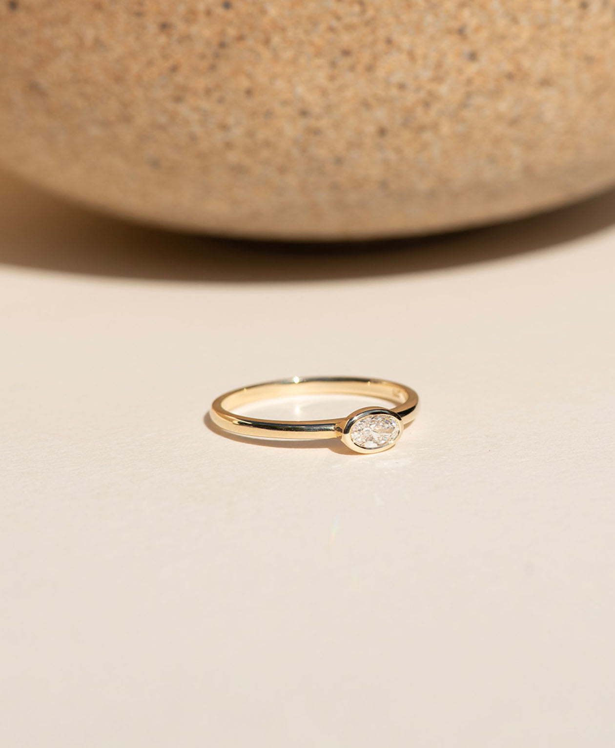 Mon Petit Stacker Ring - 9k Yellow Gold, Oval Cut Lab Grown Diamond