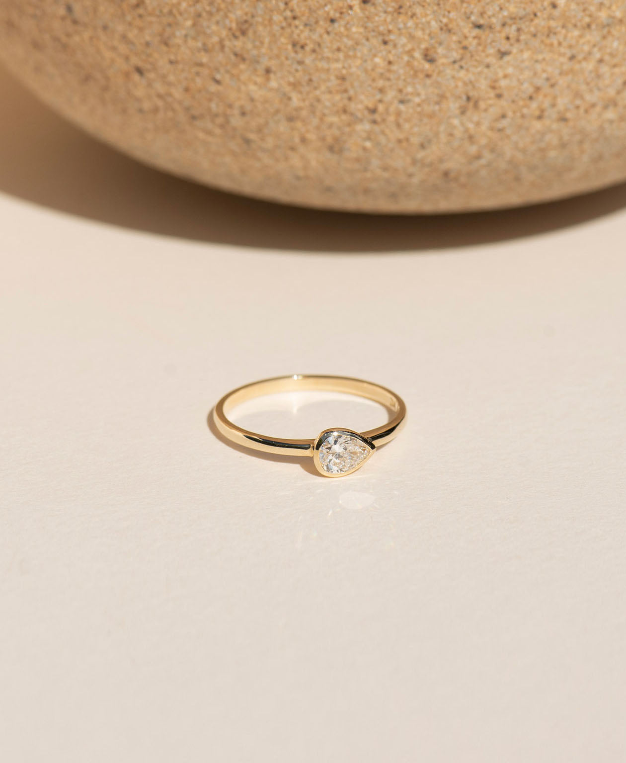 Mon Petit Stacker Ring - 9k Yellow Gold, Pear Cut Lab Grown Diamond