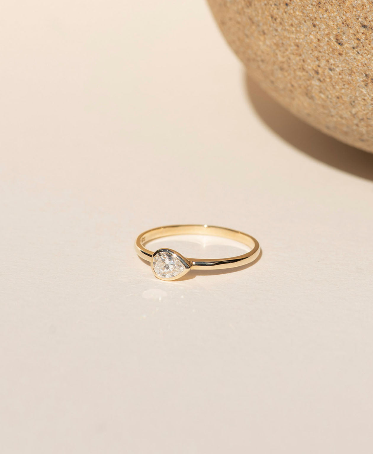 Mon Petit Stacker Ring - 9k Yellow Gold, Pear Cut Lab Grown Diamond