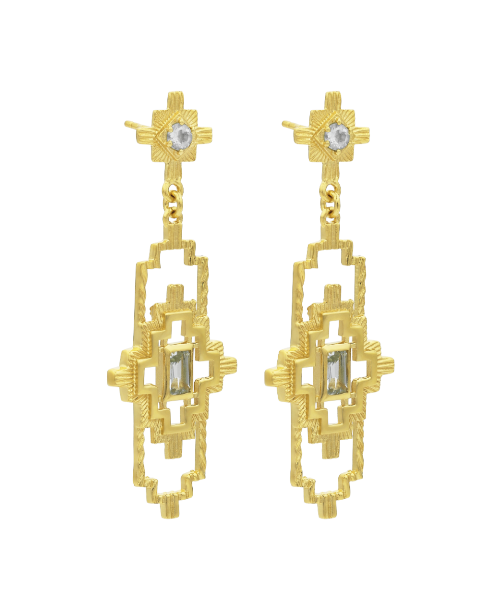 Munay Earrings - 22k Gold Vermeil, Aquamarine