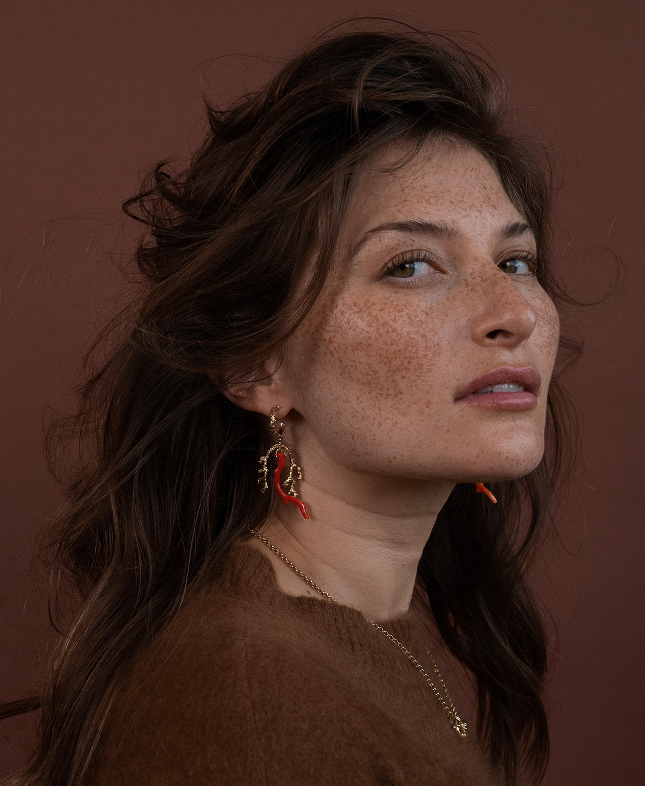 Mutiara Earrings - 22k Gold Vermeil, Coral