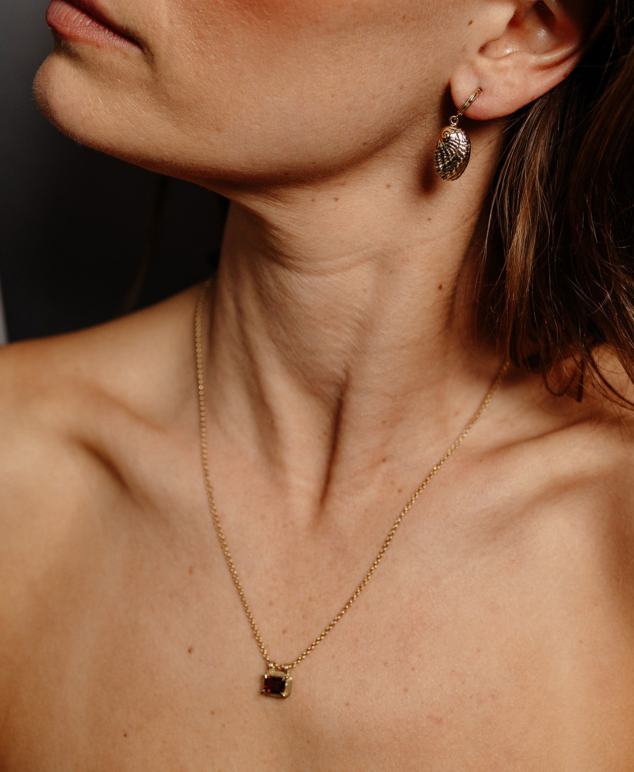 Naia Necklace - 22k Gold Vermeil, Rhodolite Garnet