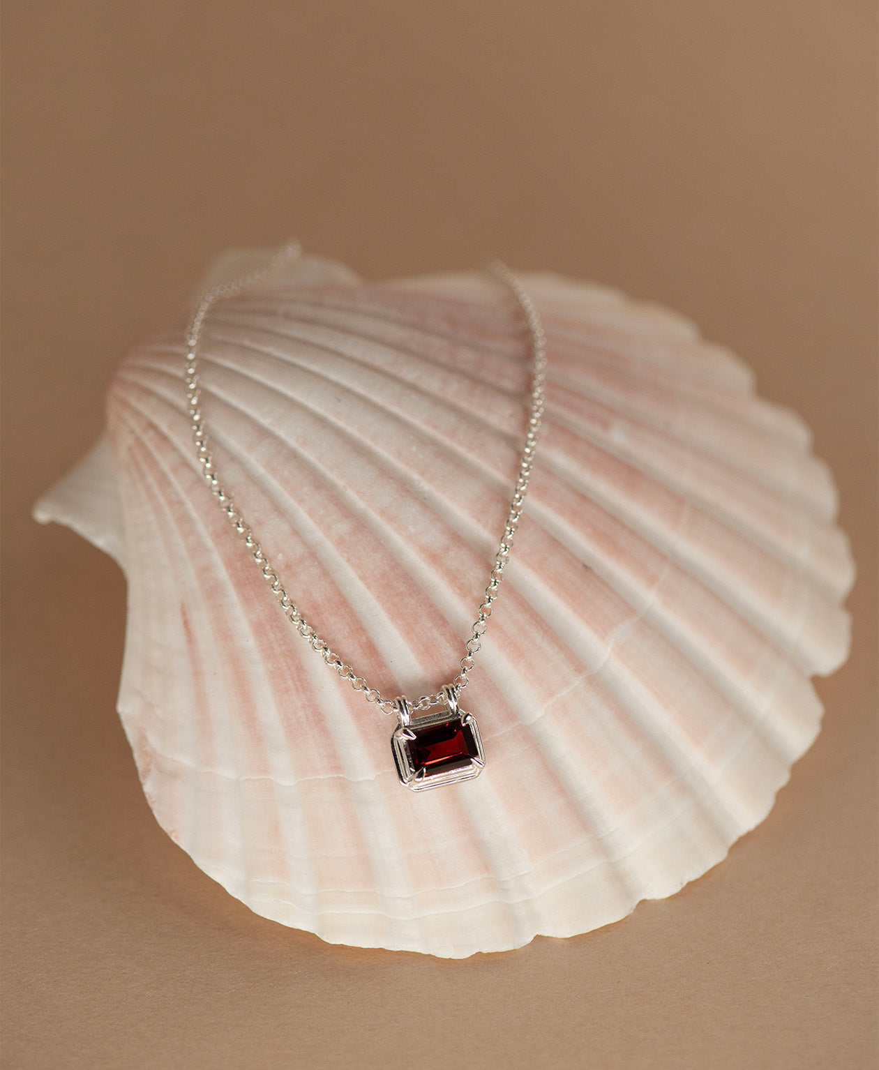 Naia Necklace - 925 Sterling Silver, Rhodolite Garnet