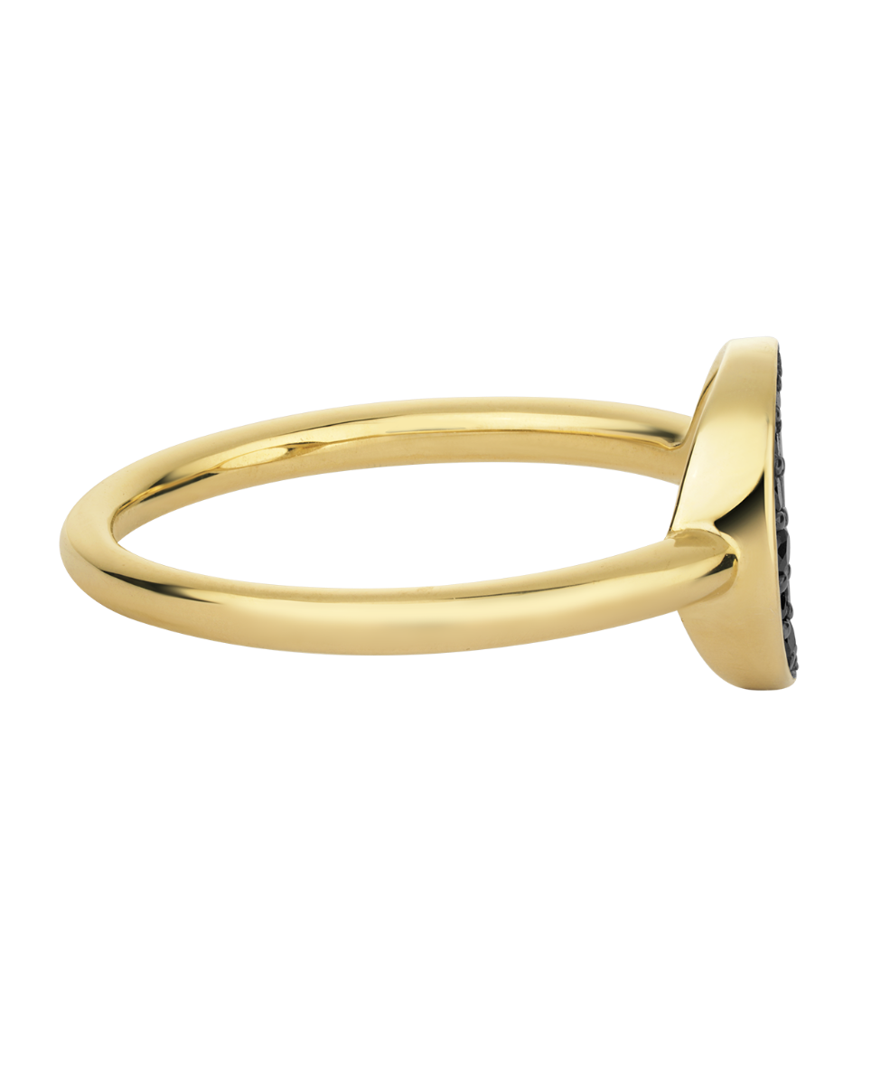 New Moon Ring - 9k Yellow Gold, Black Diamond