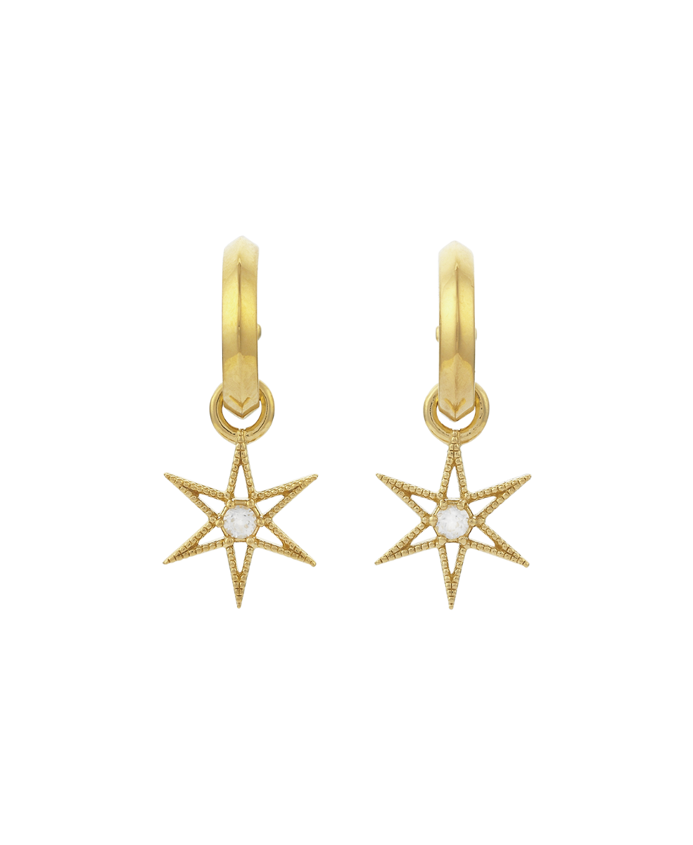 No Star Like Thee Hoops - 22k Gold Vermeil, White Zircon