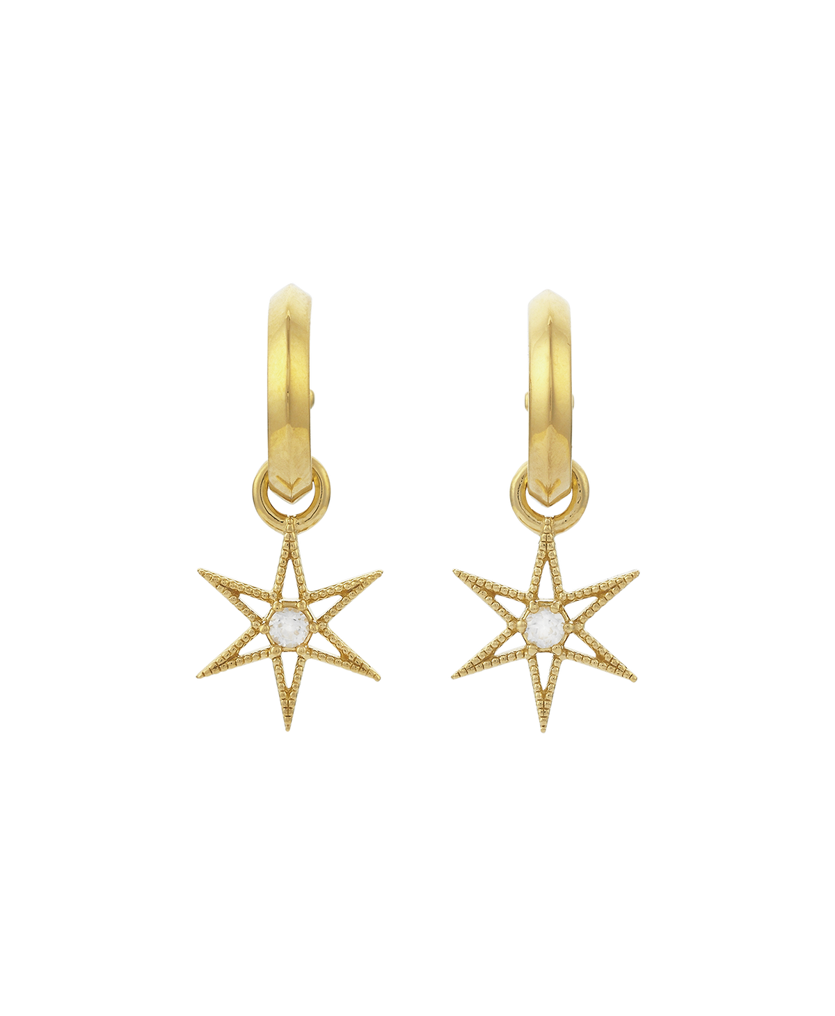 No Star Like Thee Hoops - 22k Gold Vermeil, White Zircon | Zoë