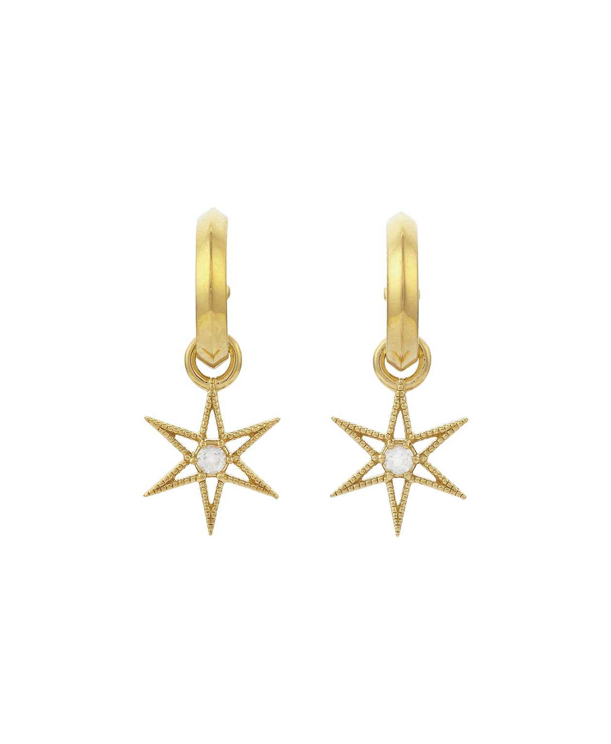 No Star Like Thee Hoops - 22k Gold Vermeil, White Zircon