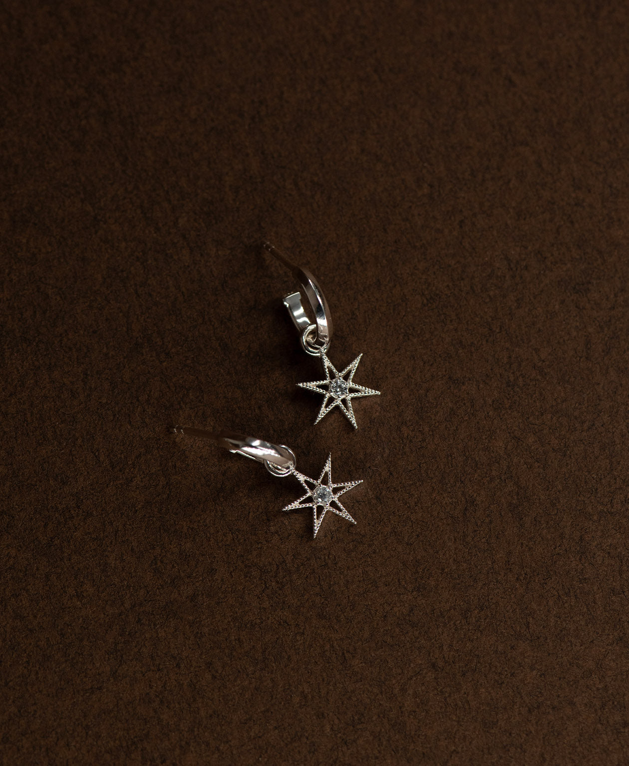 No Star Like Thee Hoops - 925 Sterling Silver, White Zircon