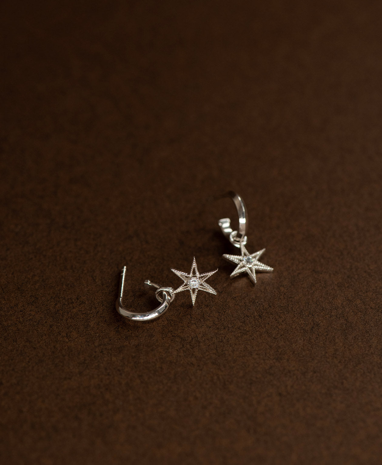 No Star Like Thee Hoops - 925 Sterling Silver, White Zircon