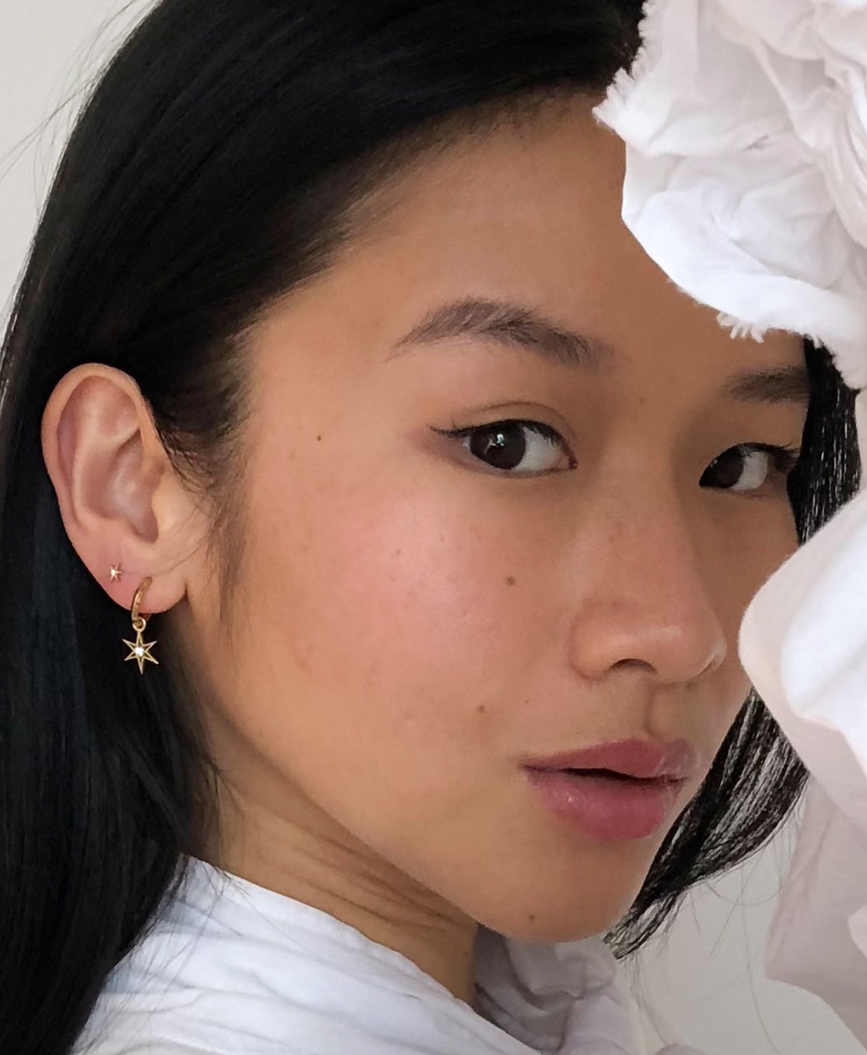 No Star Like Thee Studs - 22k Gold Vermeil, White Zircon