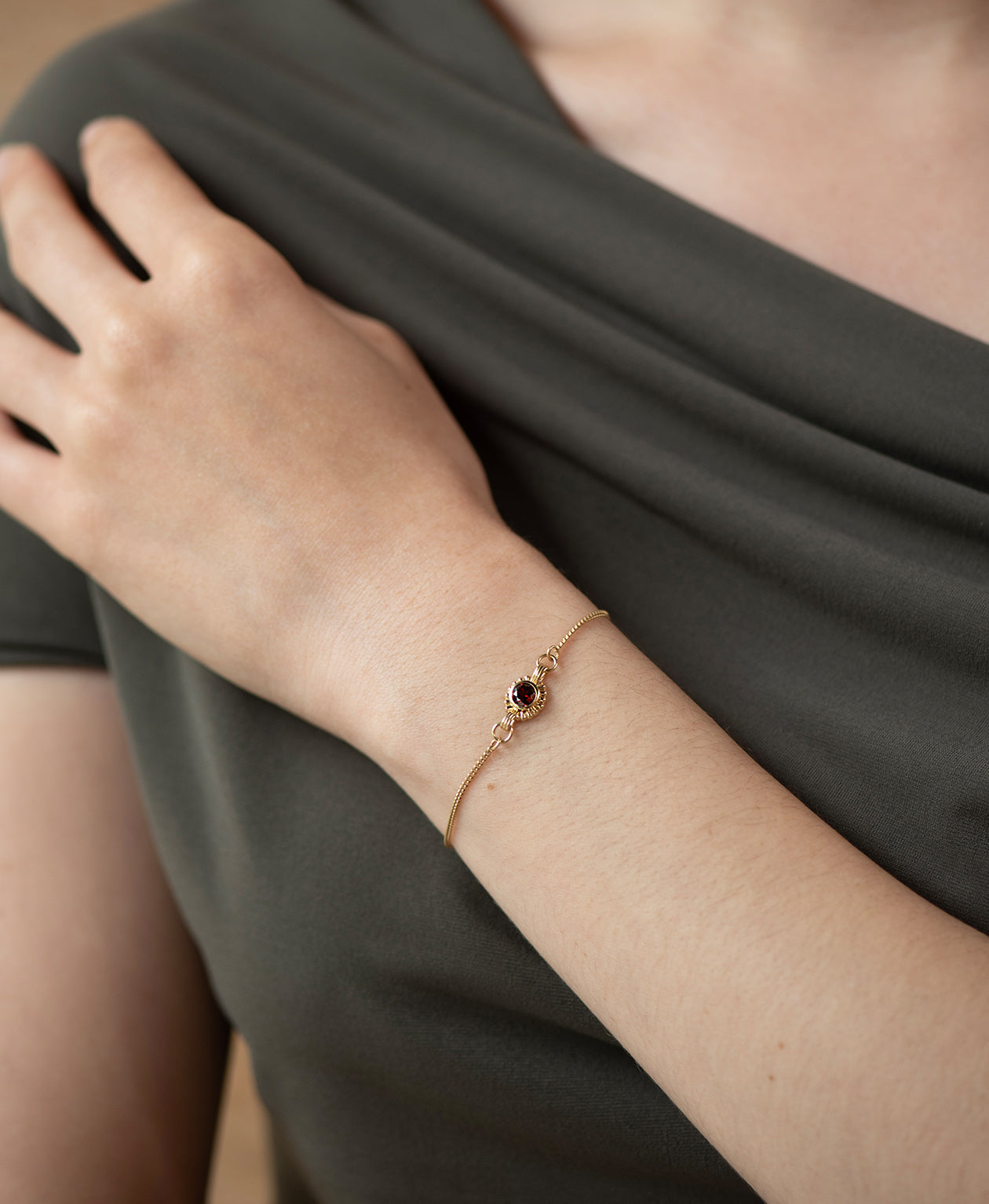 Odette Bracelet - 22k Gold Vermeil, Garnet