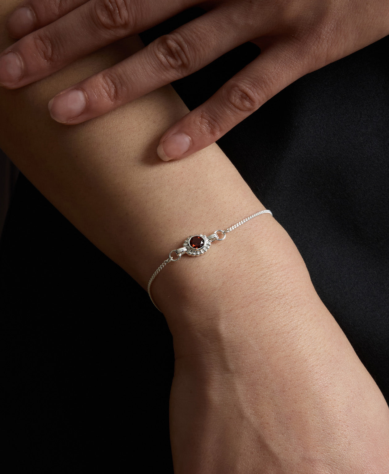 Odette Bracelet - 925 Sterling Silver, Garnet
