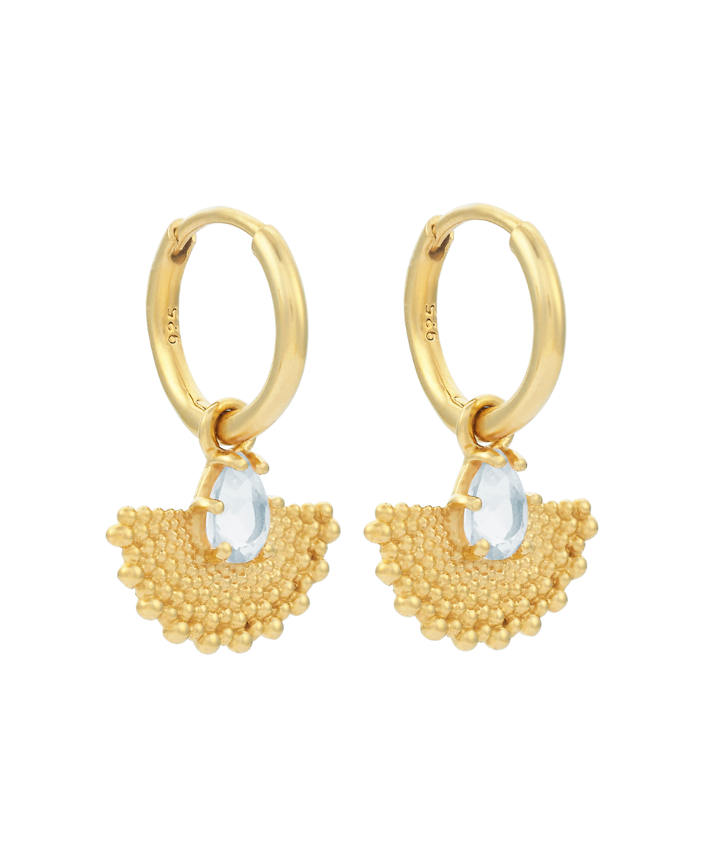 Petal Earrings - 22k Gold Vermeil, Aquamarine